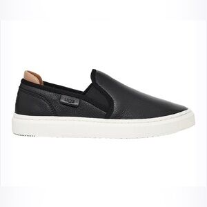 UGG Women’s Black and White Leather Slip-Ons